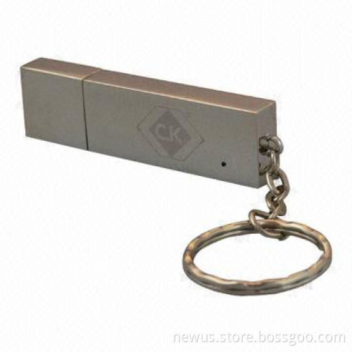 Rectangle Stainless Steel Metal, USB Flash Drive with Hot Plug-and-Play Function